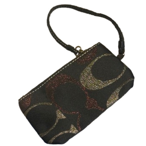 Coach Metallic Signature Jacquard Satchel + Cosmetic Pouch Copper Gold - Picture 2 of 16